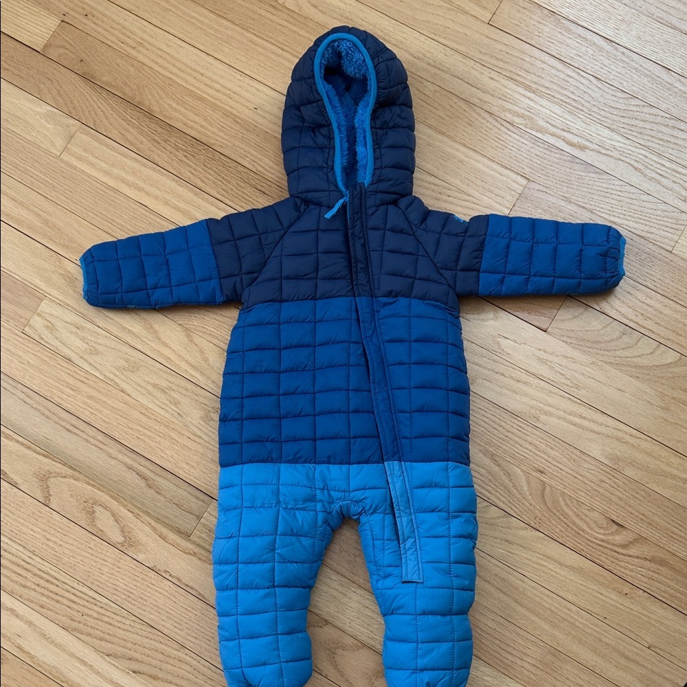 Snozu Navy and Blue Quilted Baby Footed Winter Snow Puffer Onesie